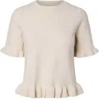 Pieces Pcsally Ruches Gebreide Top Dames Beige XXL