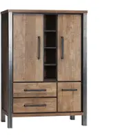 Bommel Wonen Wandkast Kinga - 120 cm - Lamulux Old Teak - 3 deuren, 2 laden, 4 open vakken