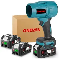 ONEVAN Accu Bladblazer - 256 m/s Borstelloze Bladblazer - Draagbare Stofblazer - met 2x accu - Handblazer - Draadloze Turbo Fan - voor buitenshuis, auto