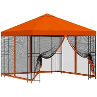 vidaXL Tuin gazebo met zijwanden 3 x 3 m Oranje Polyester en Staal