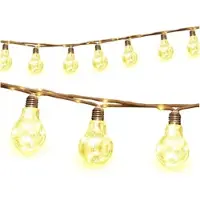 Salcar 10M LED-lichtketting, geschikt voor buiten, met zonne-energie en USB-aansluiting, 20 lampen, vintage design, met touw, voor buiten, als hanglamp, 8 lichtmodi, waterdicht, warm wit licht