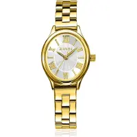 Zinzi Belle Ovale 26mm geelgoudkleurig horloge zilverkleurige wijzerplaat en stalen schakelband, Japans uurwerk ZIW2933