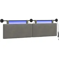 vidaXL Hangend hoofdbord Lichtgrijs Corduroy stof