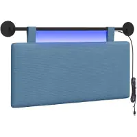 vidaXL Hangend hoofdbord Blauw Corduroy stof