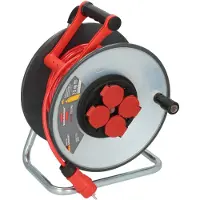 Brennenstuhl 9191330210, Zwart, Rood, Wit, Staal, 4 stopcontacten, 33 meter, IP44, 305 mm