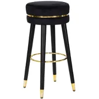Mauro Ferretti Barstoel Paris, diameter 35 cm, hoogte 74 cm, zwart met gouden details