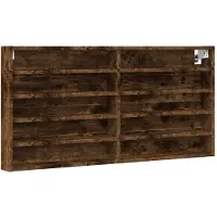 vidaXL Vitrinekast 100x8,5x50 cm bewerkt hout gerookt eikenkleurig