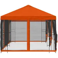 vidaXL Paviljoen met zijwanden 6 x 3 m Oranje Polyester en Staal