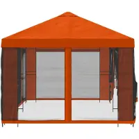vidaXL Tuin gazebo met zijwanden 6 x 3 m Oranje Polyester en Staal