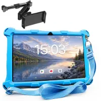 AngelTech OnderwegPakket XL – Kindertablet XL Blauw + Tablethouder - Kindertablet Vanaf 3 Jaar – Kinder Tablet – Kids Tablet - Tablet voor Kinderen