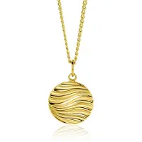 Zinzi 18mm gold plated zilveren hanger rond met sierlijke golven als bewerking ZIH2450 (zonder collier)