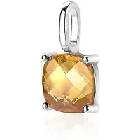 Zinzi zilveren hanger vierkant geel ZIH2073G (zonder collier)