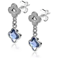 Zinzi 20mm zilveren oorsieraden met blauwe klavers 8mm ZIO2582
