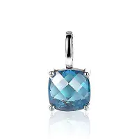 Zinzi zilveren hanger vierkant turquoise blauw ZIH2073T (zonder collier)