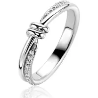 Zinzi zilveren multi-look ring (4mm breed) met knoop, bezet met witte zirkonia's ZIR2680