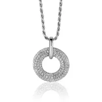 Zinzi 20mm zilveren hanger open ronde vorm, bezet met witte zirconia's ZIH2446 (zonder collier)
