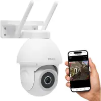 Finex Beveiligingscamera Pro – 4K Ultra HD – Geen abonnement - Op Netstroom – Buiten Camera Met Nachtzicht – Buitencamera – Bewakingscamera voor Buiten – Beveiligingscamera Met WiFi en App – Wit