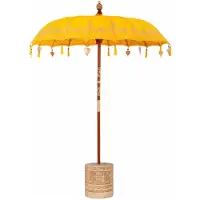 vidaXL Balinese parasol met basis Geel 185 x 185 x 260 cm Katoen