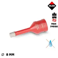 MERA Droog diamantboor - - RUBI DRYGRES 8 mm - M14 schroefdraad - Diepte 36 mm - Voor keramiek, graniet, marmer