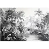 WALLARENA - Fotobehang - 300x210 cm - zwart-witte jungle fotobehang voor slaapkamer en salon van vliesbehang
