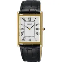 Seiko quartz zwart heren horloge met witte wijzerplaat & leren band