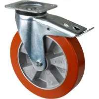 BS Rollen Zwenkwiel voor zware lasten | wiel-d. 250 mm draagvermogen 1000 kg | met vastzetter gegoten polyurethaan | 135 mm 110 mm | 1 stuk - L620.B90.250 L620.B90.250