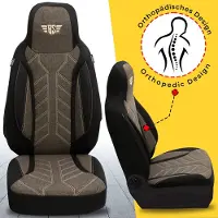 BREMER SITZBEZÜGE Premium Camper stoelhoezen voor Challenger Mageo PLKT212 in Zwart/Bruin (2 losse stoelen)