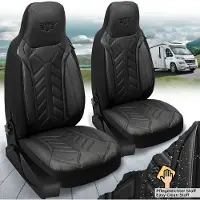 BREMER SITZBEZÜGE Premium Camper stoelhoezen voor Knaus BOXLIFE PRO / XL Camper Van DPL504 in Zwart (2 losse stoelen)