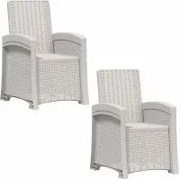 vidaXL Ligstoel Rieten Look 2 st Wit PP