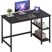 Vasagle Bureau met 2 planken industrieel design, Zwart / 120 x 60 cm