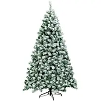 Costway 135/180/225 cm kunstkerstboom voor verlichte sneeuw bedekte scharnierende sparren met 200/250/550 warme led-verlichting, robuuste opvouwbare metalen standaard, hele kerstboom met 400/928/1364