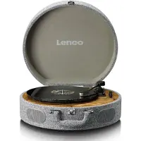 Lenco LS-66GY - Houten retro platenspeler met ingebouwde speakers, Bluetooth en AT3600L cartridge - Grijs