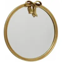 Boltze Wandspiegel Celina - goud - rond - vintage - klassiek - Dia 52cm - met strik motieg - sfeervol - speels - badkamer - toilet
