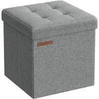 Songmics Opvouwbare bank van 30 cm met opbergruimte, Lichtgrijs