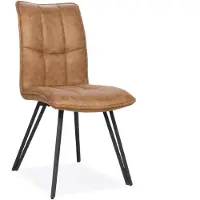 Bommel Wonen Eetkamerstoel Fancy - stof Otis Cognac - blokstiksels - poot zwart