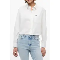 Tommy Hilfiger Blouse 'Relaxed Fit Cropped' navy / kersrood / wit