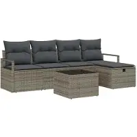 vidaXL Bankstel 6 st 5-Aantal zitplaatsen Grijs poly rattan
