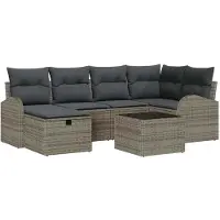 vidaXL Tuinbank Set 7 st Grijs poly rattan