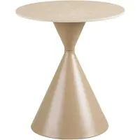 House Nordic Bijzettafel Annecy - Rond Keramisch/Travertin Zand - Ø50x56cm