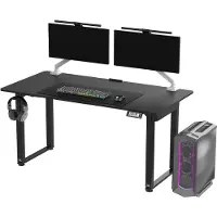 Ultradesk UPLIFT - Zwart - Groot computerbureau, elektrische hoogteverstelling, 160x75 cm blad, kabelmanagement, twee motoren, inclusief muismat