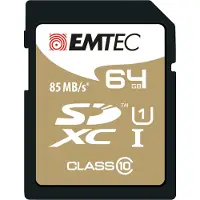 Emtec ECMSD64GXC10GP, 64 GB, SDXC, Klasse 10, 85 MB/s, 21 MB/s, Zwart, Bruin