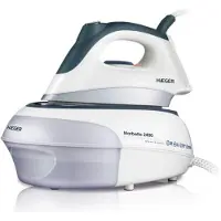 Haeger SS-24S.005A, stoomstrijkijzer, roestvrijstalen strijkzool, zwart, wit, 80 g/min, 0,9 liter, 2400 W