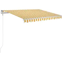 vidaXL Luifel automatisch met LED en windsensor 350x250 cm geel en wit