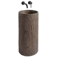 REA - Vrijstaande Wastafel Rossana Kunststeen (Kunstmatig Composietsteen), Bruin, Ronde - 39,5 x 39,5 x 85,5 cm