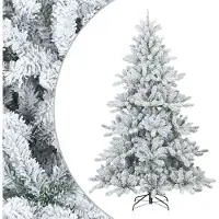 vidaXL Moderne Kunstmatige Gehingde Kerstboom met Sneeuw en Vilt Wit