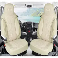 BREMER SITZBEZÜGE Premium Camper stoelhoezen voor Fiat Ducato Citroen Jumper Peugeot Boxer PLKT205 in Beige (2 losse stoelen)