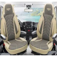 BREMER SITZBEZÜGE Premium Camper stoelhoezen voor Knaus BOXLIFE PRO / XL Camper Van DPL509 in Beige/Grijs (2 losse stoelen)