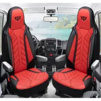 BREMER SITZBEZÜGE Premium Camper stoelhoezen voor Etrusco CV 600 DF 4x4 DPL502 in Zwart/Rood (2 losse stoelen)