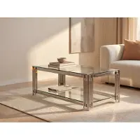 Pascal Morabito Salontafel van gehard glas en roestvrij staal - Verchroomd - NOMELANO -
