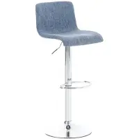 CLP Barkruk Hover met stoffen bekleding | Kleur: blauw. Materiaal: metalen frame met chroomlook